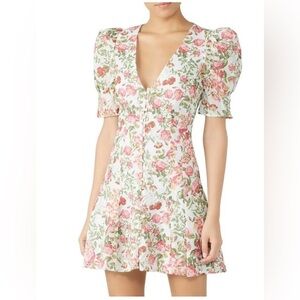 Bec & Bridge Le Follies Dress Floral Puff Sleeve Mini Camellia USA10/UK 14 1701
